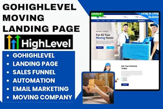 design gohighlevel landing page moving company transport logistic leads website