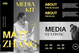 design beautiful influencer media kit, speaker sheet, press kit