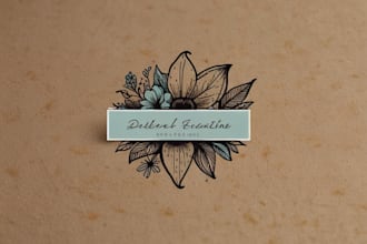 create hand drawn botanical floral logo design