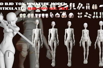 sculpt 3d bjd miniature, articulated 3d bjd toy, 3d bjd, ball joint, 3d creature