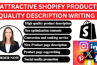 write shopify products descriptions products listing shopify seo title contents