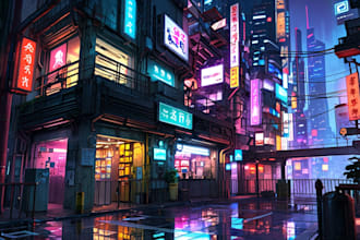 design cyberpunk futuristic city landscape or sci fi concept