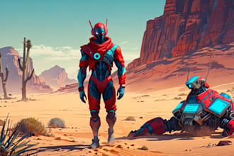 do cyberpunk, sci fi, robot, mecha character concept art