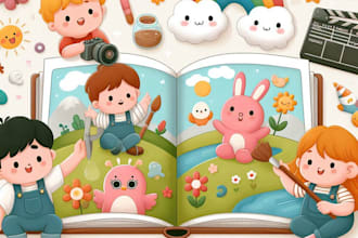 create children storybook illustration with cute characters