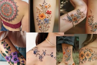 make hand drawn beautiful flower tattoo, custom tattoos, floral mandala tattoo