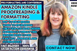 proofread format edit amazon kindle paperback formatting for cookbook comics
