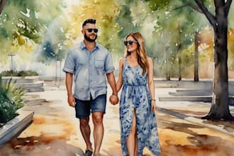 make a watercolor painting of a couple