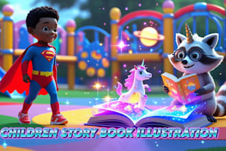 illustrate children story book illustration, children story, book illustration