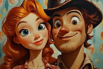 draw a portrait in semi realism disney cartoon style