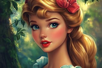 draw a beautiful portrait in disney cartoon style