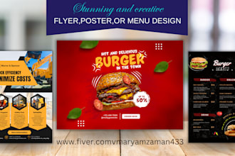 design a flyer, menu, brochure or poster graphic
