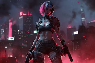 make sci fi or cyberpunk character, concept art illustration