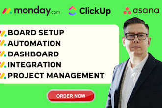 setup and automate monday CRM, asana and clickup workflows