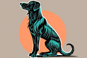 make a dog portrait illustration in linocut style