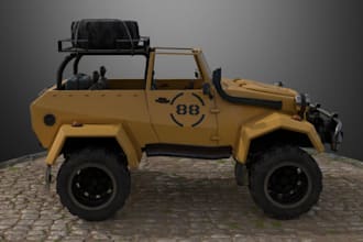rig 3d car in blender for game,assets render, realistic 8k animation,3d rc model