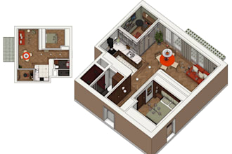 design kitchen, bathroom, living room interior and 3d model