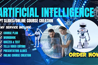 write artificial intelligence online course, PPT slide, create video on tella