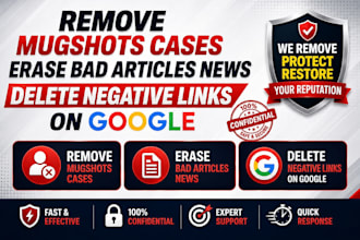 remove mugshots cases, erase bad articles news, delete negative links on google