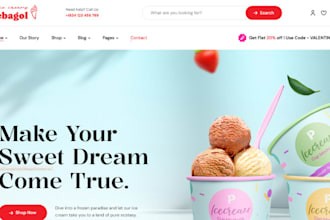 design ice cream shopify burger store bakery restaurant website cake store
