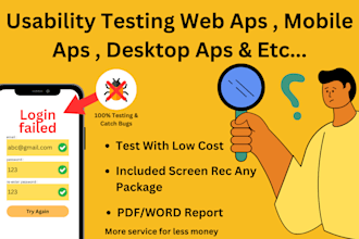 do website review, qa testing, user testing, app review, and give feedback