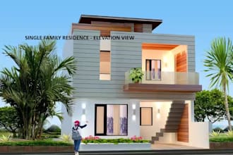 make house design, elevation, 3d exterior and interior, model and render