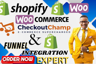 checkout champ expert, integrate checkout champ funnel with shopify, woocommerce
