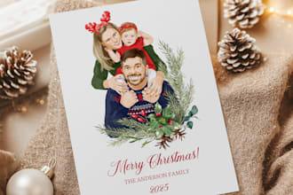 draw custom family christmas card