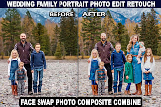 composite photo, family portrait, event wedding image picture edit extend expand