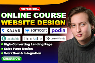 design kajabi course website sales page course upload teachable thinkific podia