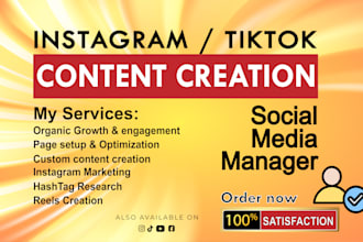 be your facebook, instagram, and tiktok content creator