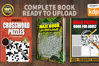 design sudoku word search mazes crossword puzzle activity book for amazon KDP