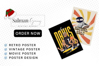 make a vintage poster, retro poster, travel poster, retro flyer design