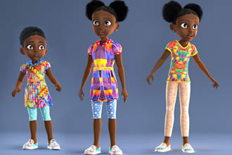 make 2d 3d cartoon character modeling, stylized character for animation