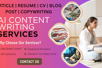ai content writing seo blog posts aciticle writing creative copywriting resume