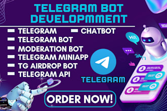 develop telegram bot tg chatbot moderation crypto airdrop bot ai tg mini app api