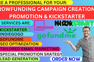 create and promote charity crowdfunding, kickstarter gofundme indiegogo campaign