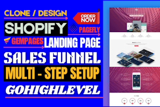 clone gohighlevel funnel pagefly shopify product landing page gempages design
