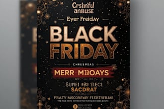 hair black friday flyer, cyber monday, christmas flyer