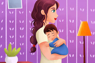draw children book illustration and children book illustration