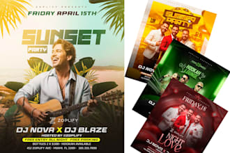design party flyers for nightclubs, birthdays, concerts and events