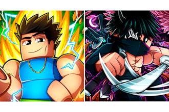 illustrate roblox avatar and logo for you