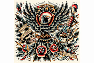 create any design in traditional tattoo or old school style