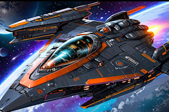 design spaceship, sci fi illustration and sci fi art