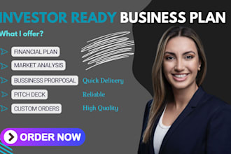 provide a business plan, pitch deck, marketing plan, market research