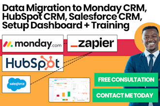do data migration to monday, hubspot, salesforce, with zapier, monday dashboard
