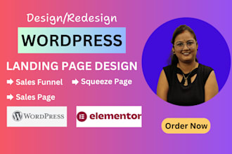 build wordpress landing page design,sales page,sales funnel,squeeze,homepage