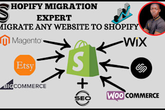 migrate wordpress, wix, bigcommerce, squarespace, weebly store to shopify store