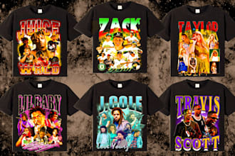 create rap tee vintage 90s bootleg t shirt design for you