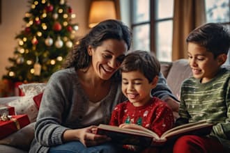illustrate christmas children story book and bible stories