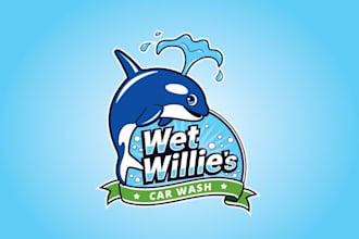 design fun whale car wash company logo